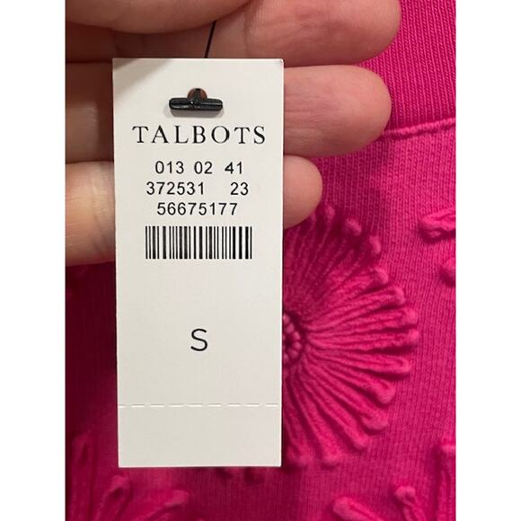 NWT Talbots Hot Pink Embroidered Crewneck Sweatshirt Women's Sz Sm - Picture 5 of 8